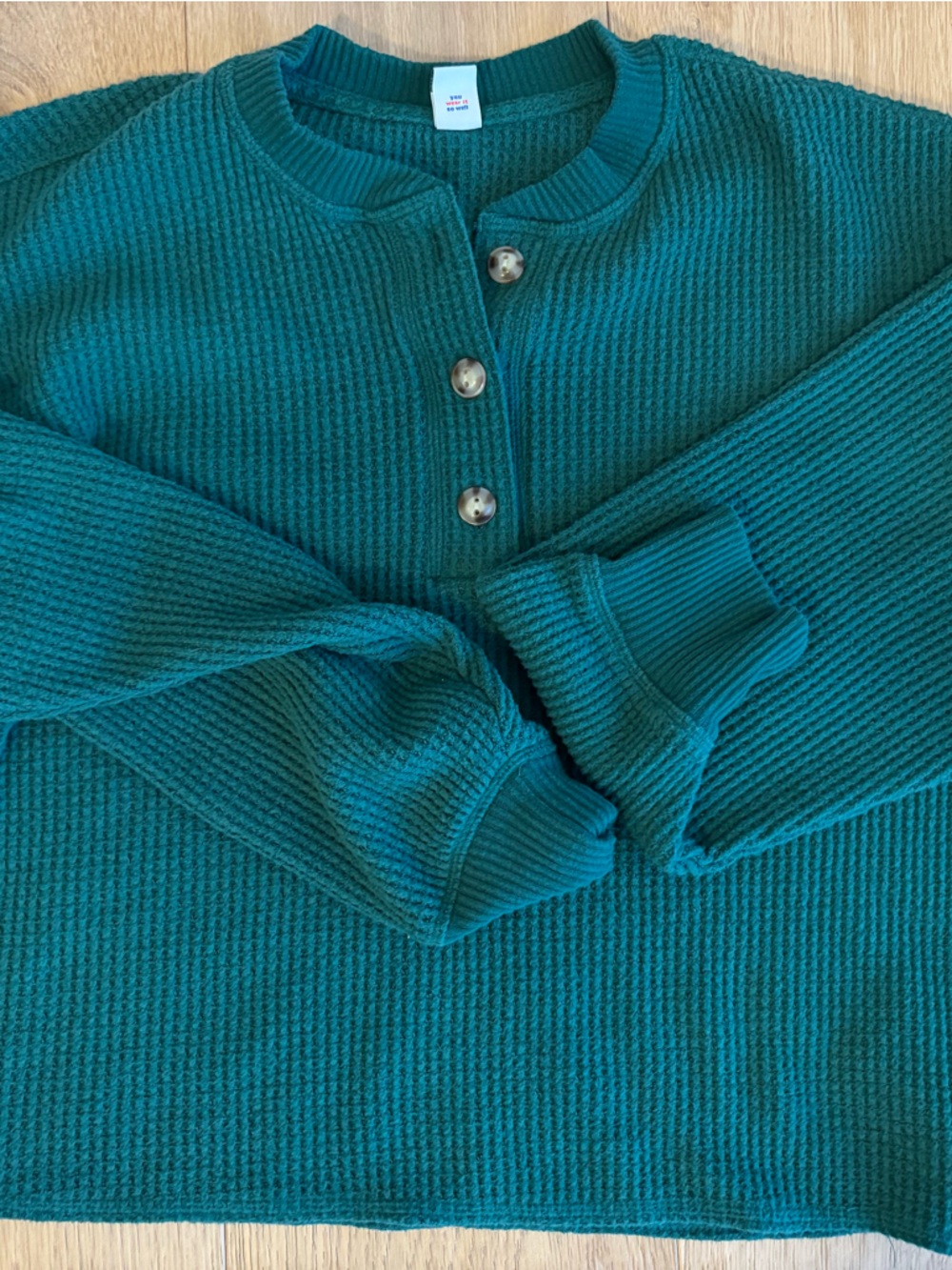 Old navy green Waffle Knit Button-Front Women's Sweater